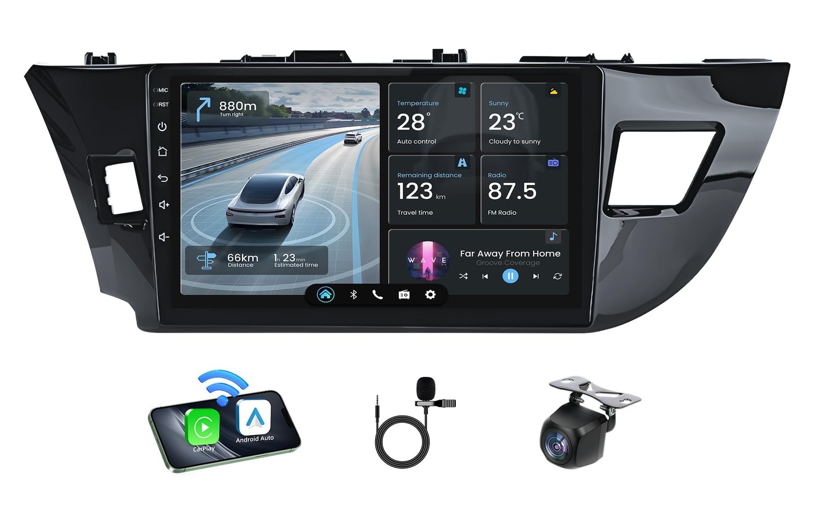 2+64G for Toyota Corolla 2014-2017 CarPlay Auto Car Radio Stereo Screen 1280*800