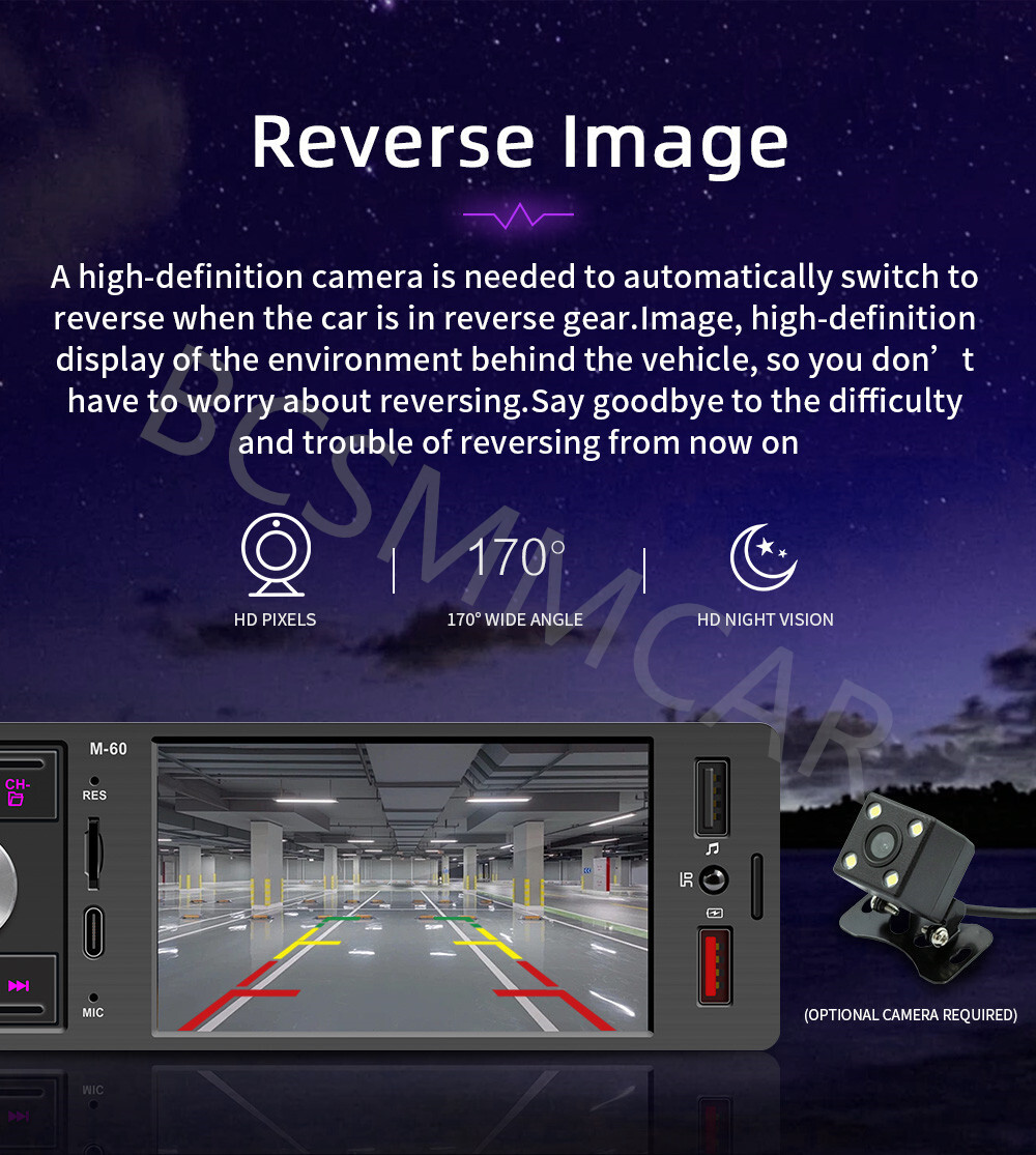 4.1in Touch Screen Car Stereo Radio Media Player TF AUX USB Type C Charging Port