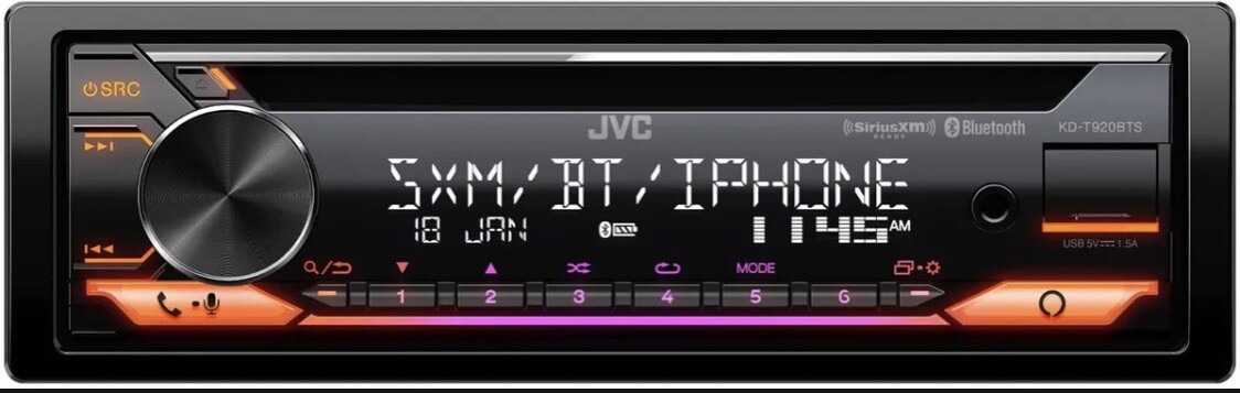 JVC KD-T920BTS CD/MP3 Player Front USB AUX Bluetooth Pandora Spotify SiriusXM