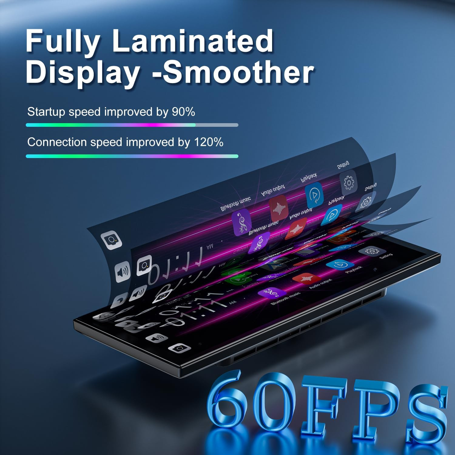 [11″ Fully Laminated 60fps Touchscreen] -Accfly Wireless car Play Screen for App