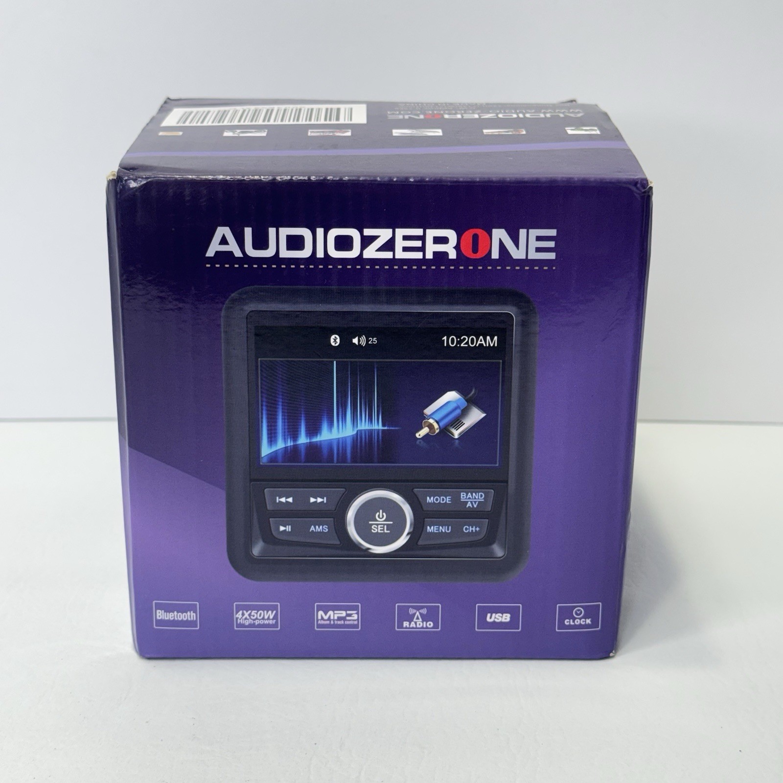 Audiozerone Marine Motorcycle Small Receiver Waterproof Bluetooth 4” Screen