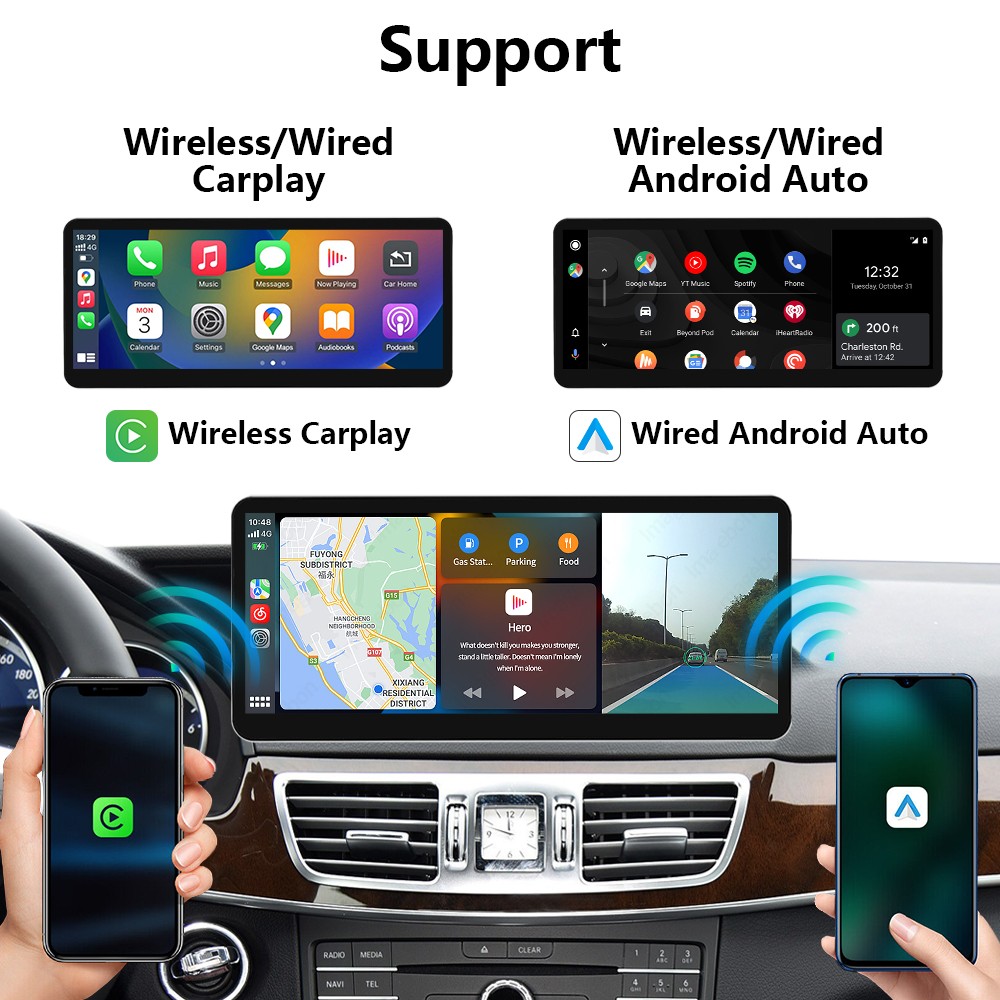 Ultra Thin 12.3”Wireless Carplay Touchscreen For Mercedes E Class W212 Navi GPS