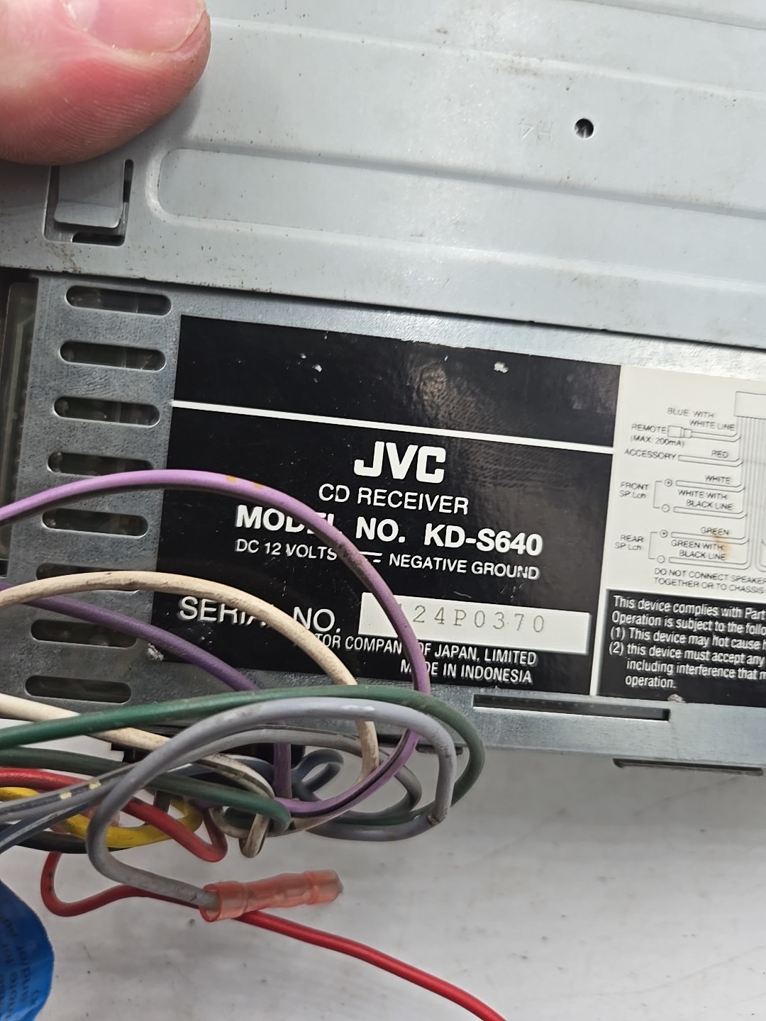 JVC KD-S640 In-Dash Car Stereo CD Player Receiver AM/FM For Parts And Repair