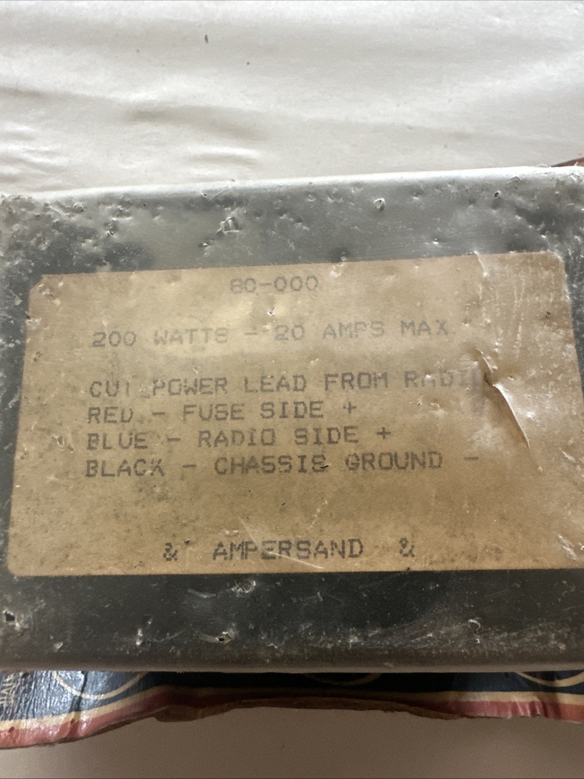 Vintage Car Audio Noise Suppressor 200W 20A Ampersand NOS Old School Stereo