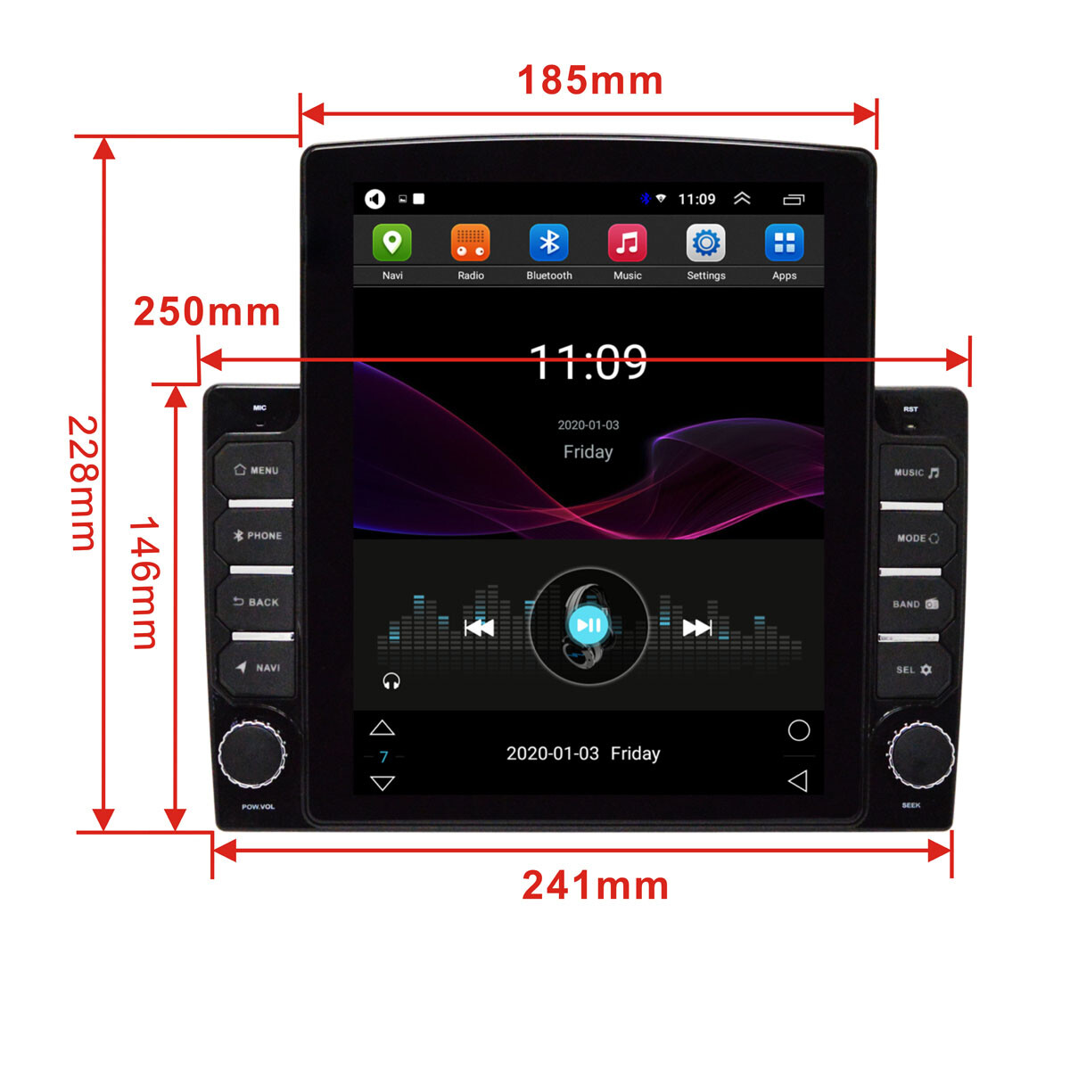 Android 10.1 9.7″ Carplay HD Vertical Touch Screen Car Stereo Radio GPS Wifi MP5