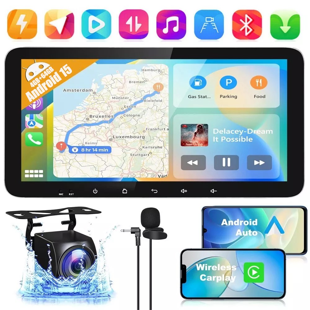 10.3″ Car Stereo Carplay Android 15 GPS Radio For Jeep, Dodge, Chrysler Series