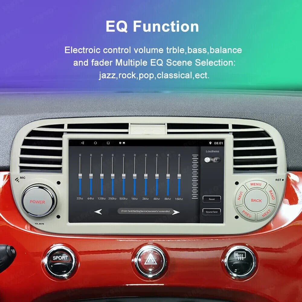 7″ Touch Screen Carplay Car Stereo Radio GPS Navi 64GB For Fiat 500 2007-2015