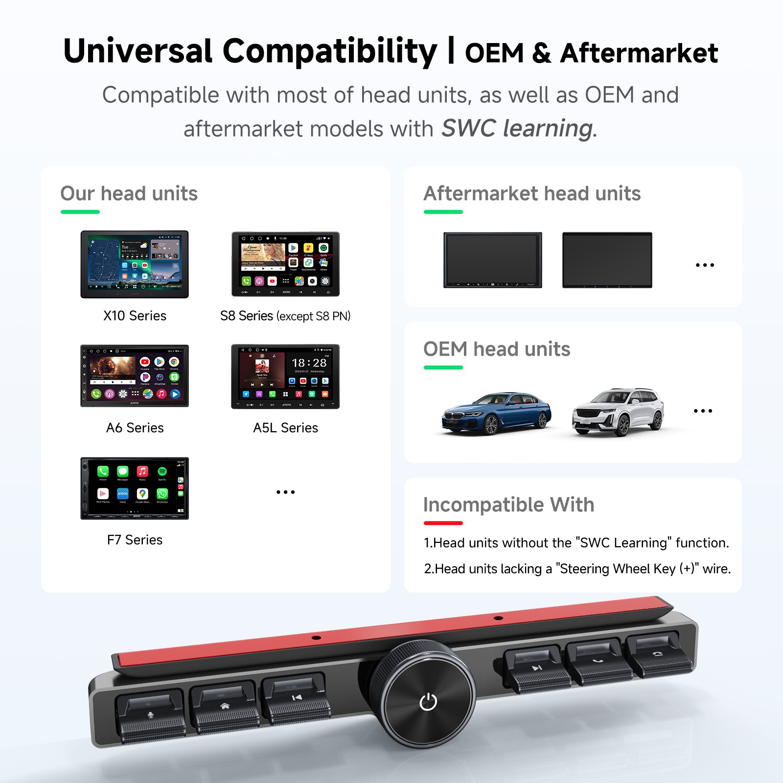 ATOTO Wireless Remote Control for ATOTO Car Stereo & Support OEM & SWC Learning