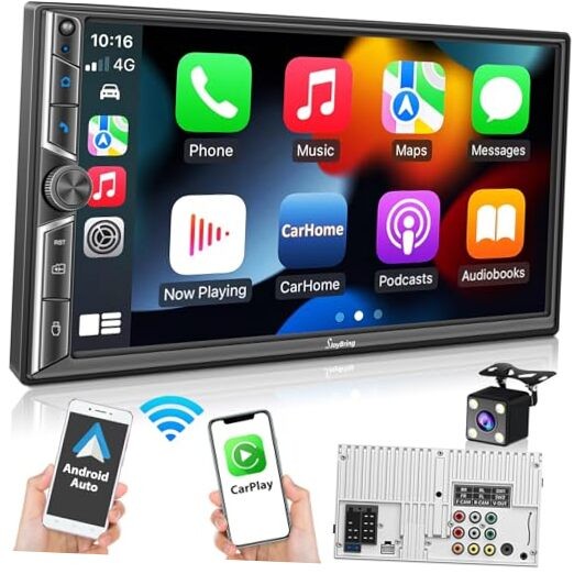 7″ Double Din Car Stereo Compatible with Wireless Apple CarPlay & Android