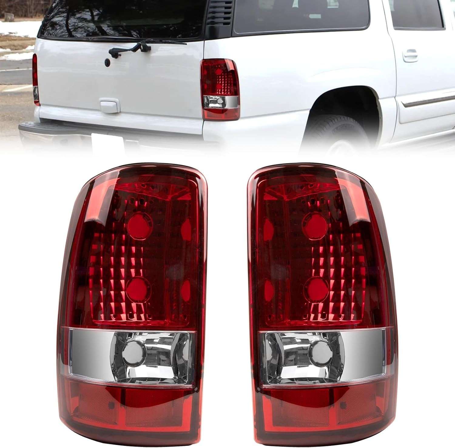 Pair Tail Lights Lamps For Chevy Suburban 1500/ 2500 Tahoe GMC Yukon 2000-2006