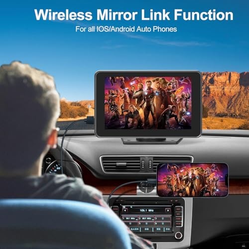 7″ Wireless CarPlay Screen for Car – Apple CarPlay & Android Auto Portable