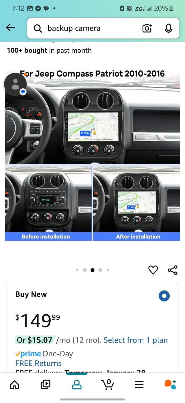 2010 -2016 Jeep Patriot or Compass Car play touch screen Bluetooth radio