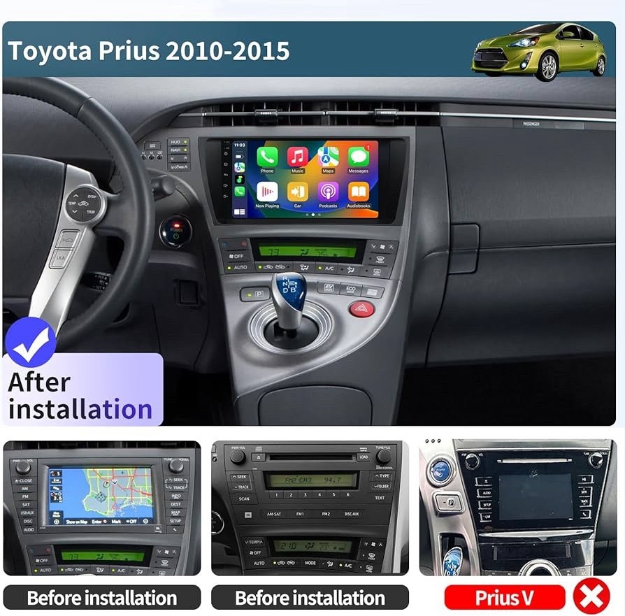 4+32 GB Car Stereo Radio for Toyota Prius 2010-2015, 9 Inch Touchscreen Carplay