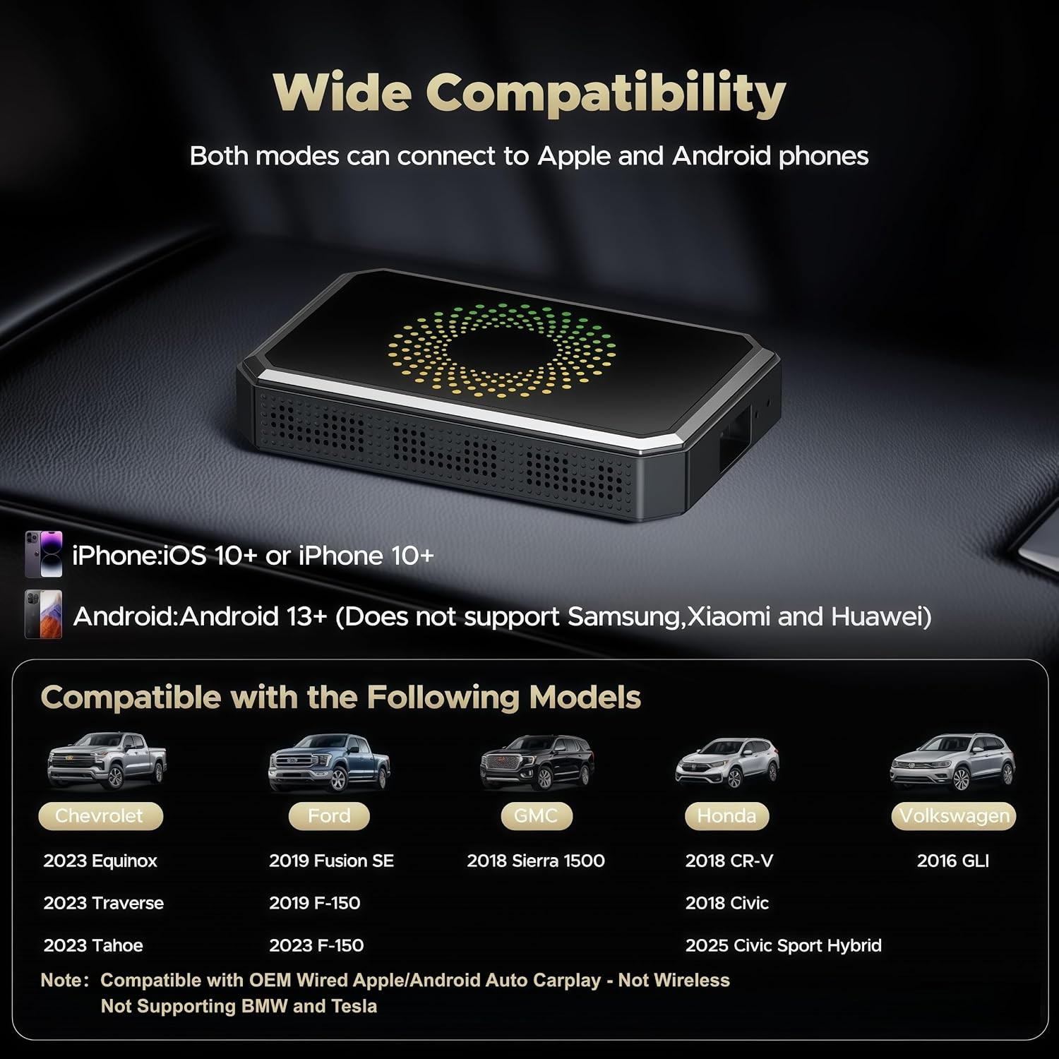 3-in-1 Wireless Carplay Adapter Magic AI Box w/Netflix YouTube USB Drive for OEM