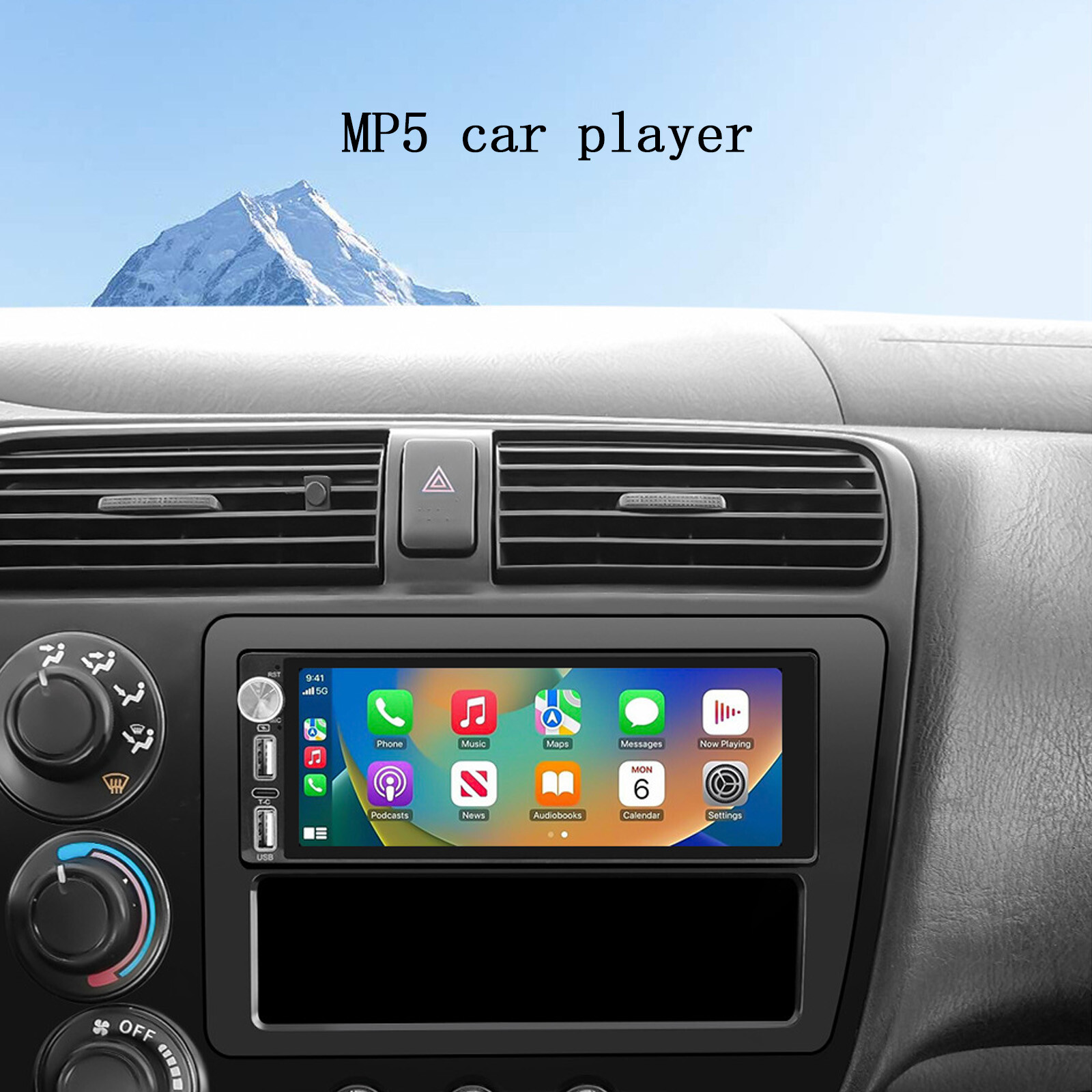 Single Din Car Stereo Wireless Apple CarPlay 6.9″touchscreen Radio Bluetooth USB