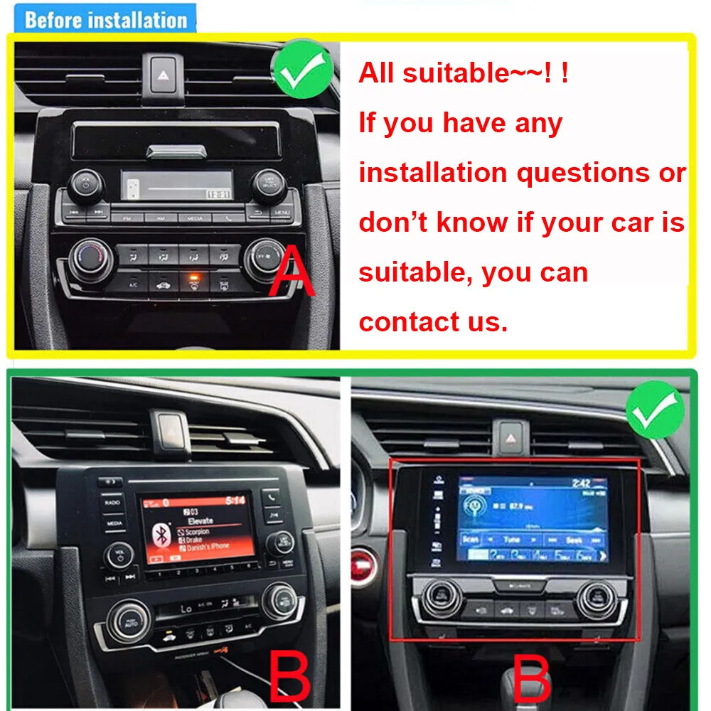 64G Android 15 Carplay Stereo Radio GPS For Honda Civic 2016 2017 2018 2019 2020