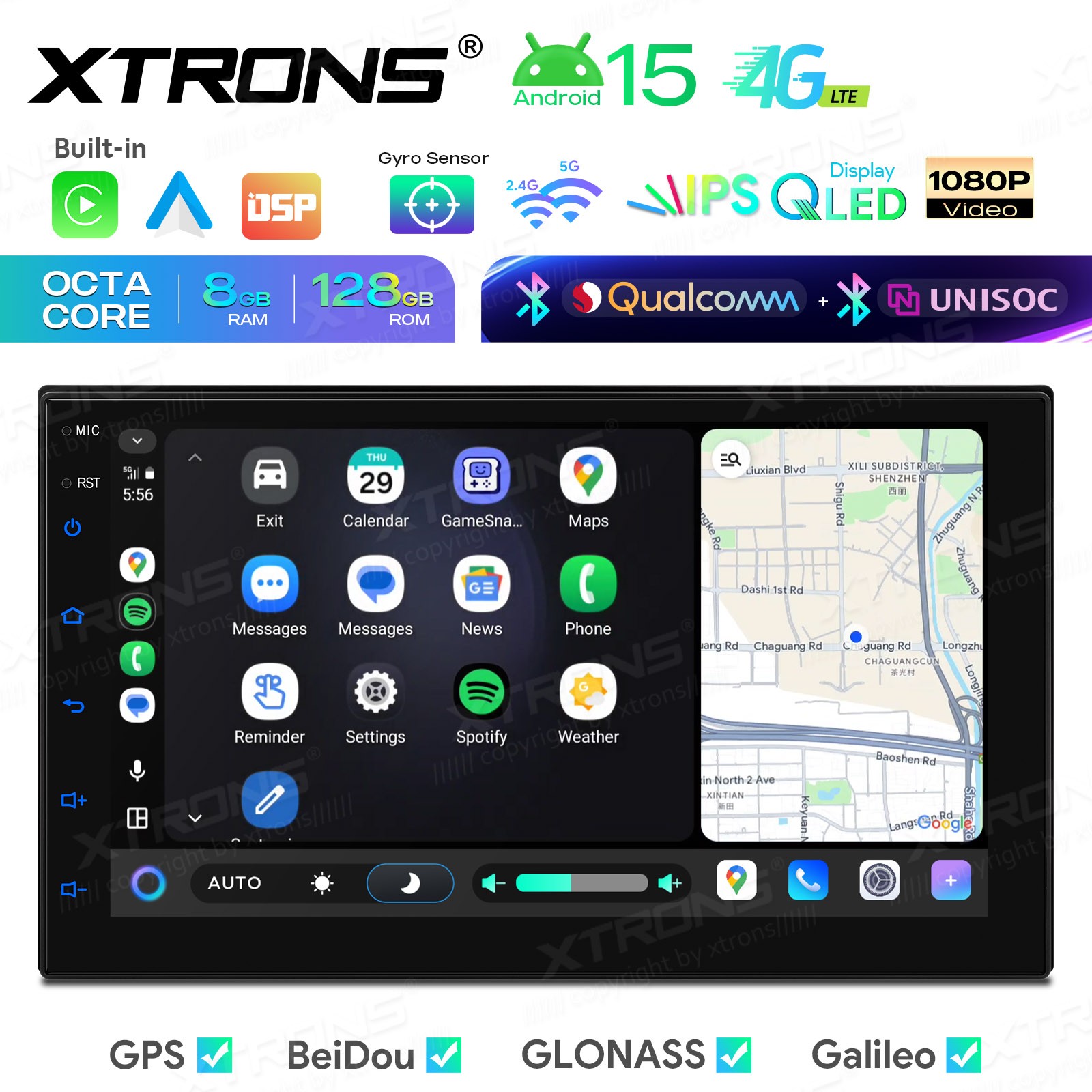 Wireless CarPlay Android Auto Car Radio 7 inch Double Din Stereo GPS Navigation