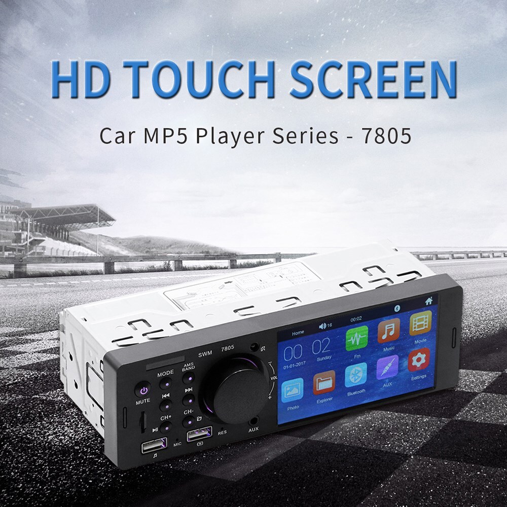 MP5 Car Player 1 Din 4.1 Inch Touch Screen Car Stereo Bluetooth w/ Backup Camera
