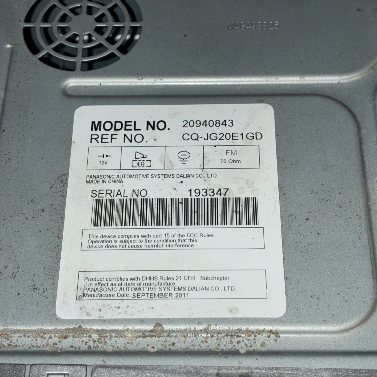GM Chevrolet Malibu Radio CD Player USB AUX MP3 Part 20940843 Untested
