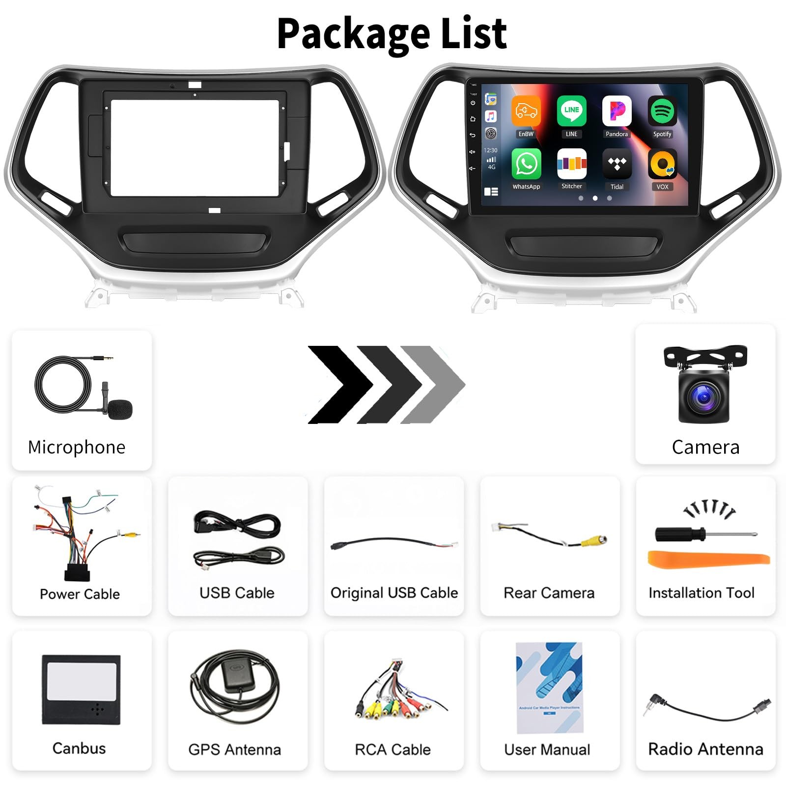 [2+64G] Android 15 Car Stereo for Jeep Cherokee 2013-2018 with Wireless Carpl…