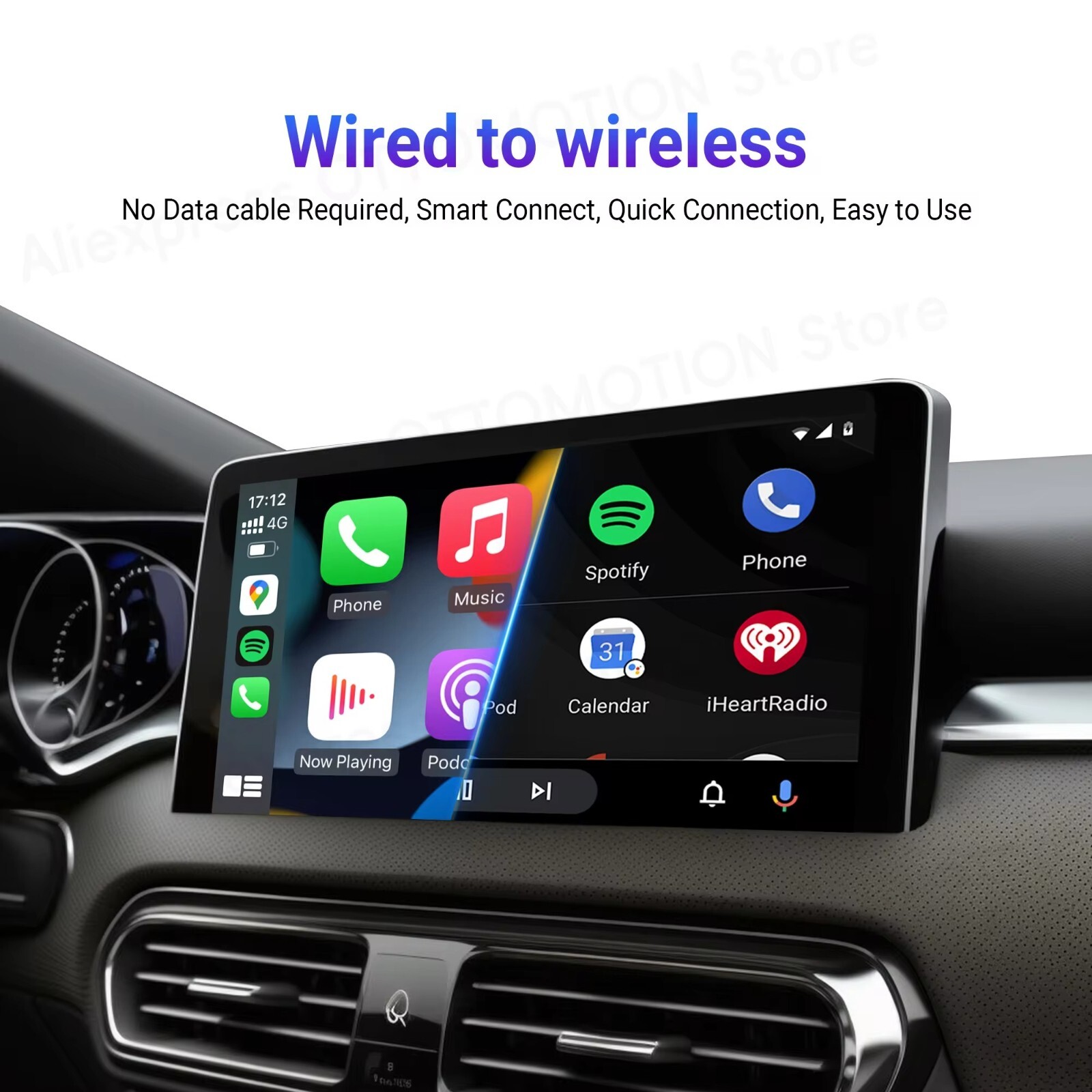Mini Wireless Carplay / Android Auto Adapter USB Plug & Play, Music & Phone Call