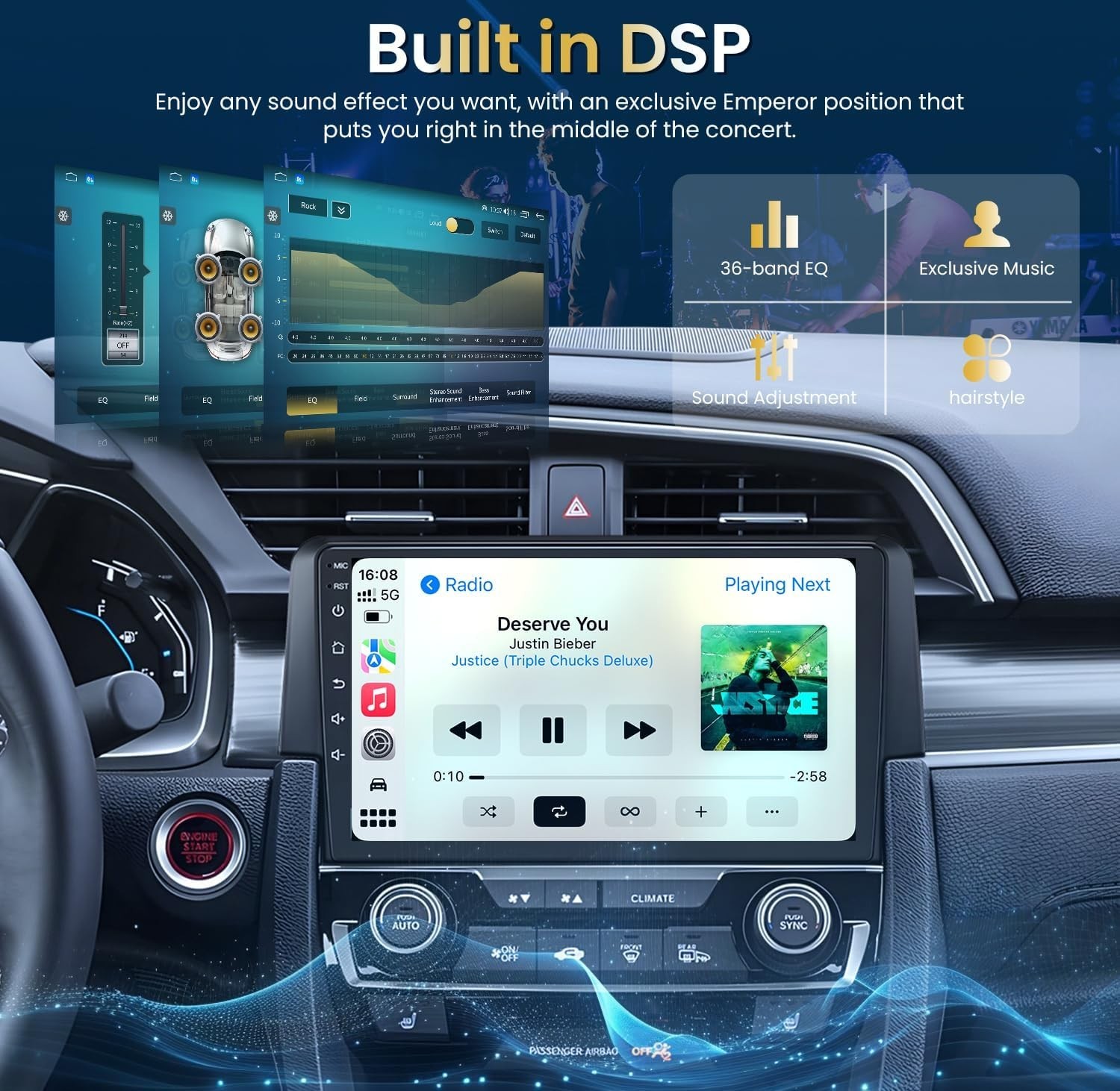 9” Android 13.0 Radio For Honda Civic 2016-2021 4Core 4+64G WiFi GPS Car Player