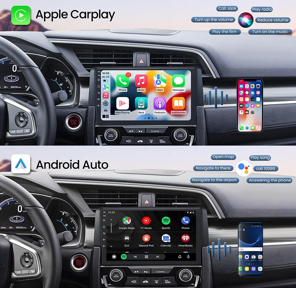 Android 13 Car Stereo Radio GPS WiFi Apple CarPlay For Honda Civic 2016-2021 64G
