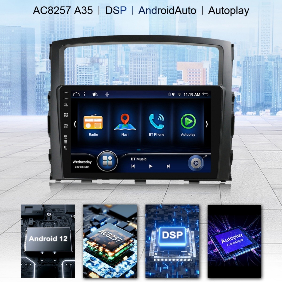6G+128G CarPlay Car Radio For Mitsubishi Montero 2006-2019 Android 15 GPS Navi