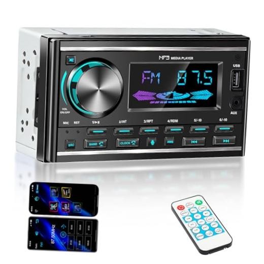 Double DIN Bluetooth Car Stereo, Car Audio Head Unit with Hands-Free Black