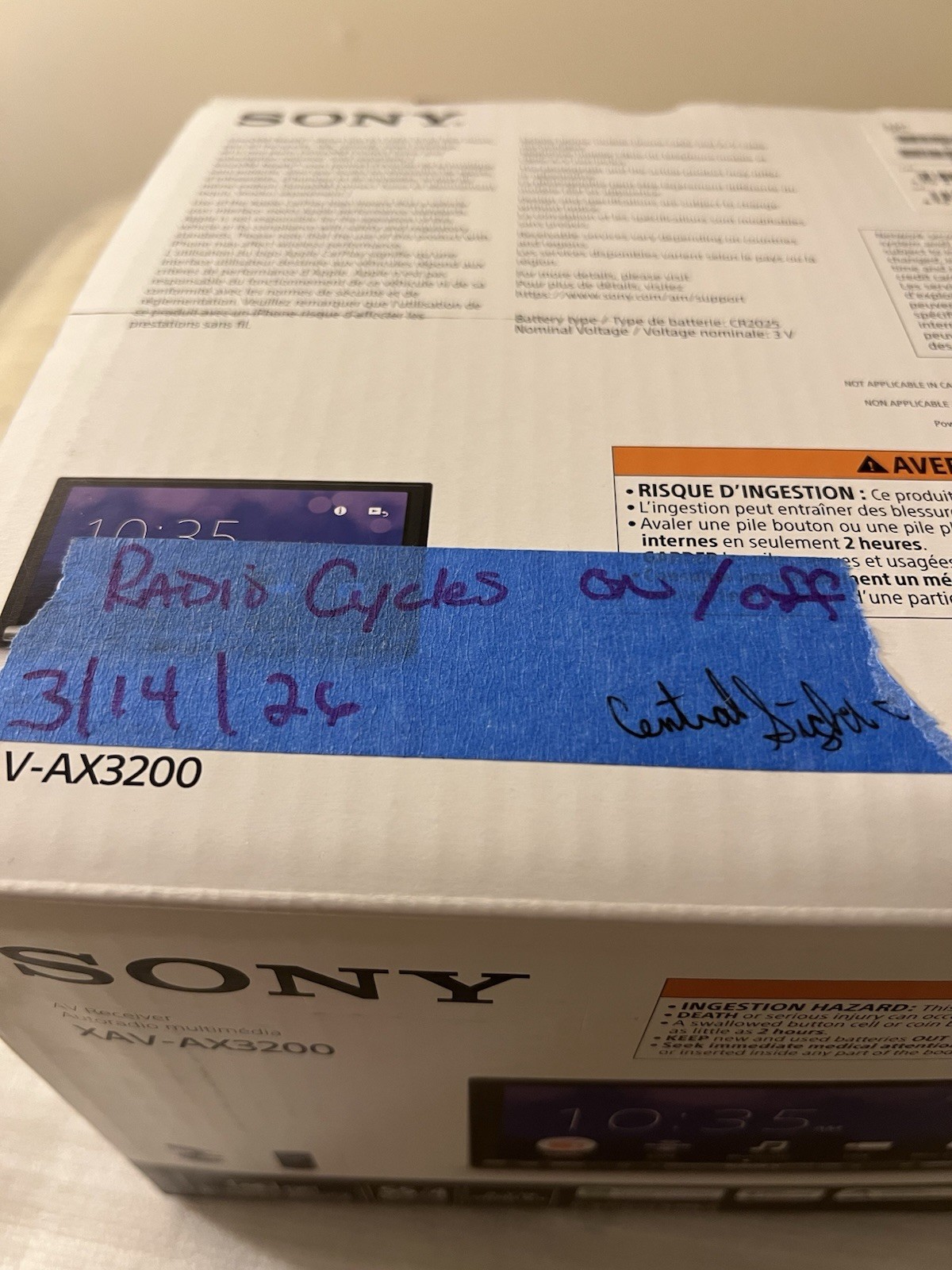 Sony XAV-AX3200 AV Multi Media Receiver FOR PARTS OR REPAIR Radio Cycles On/Off
