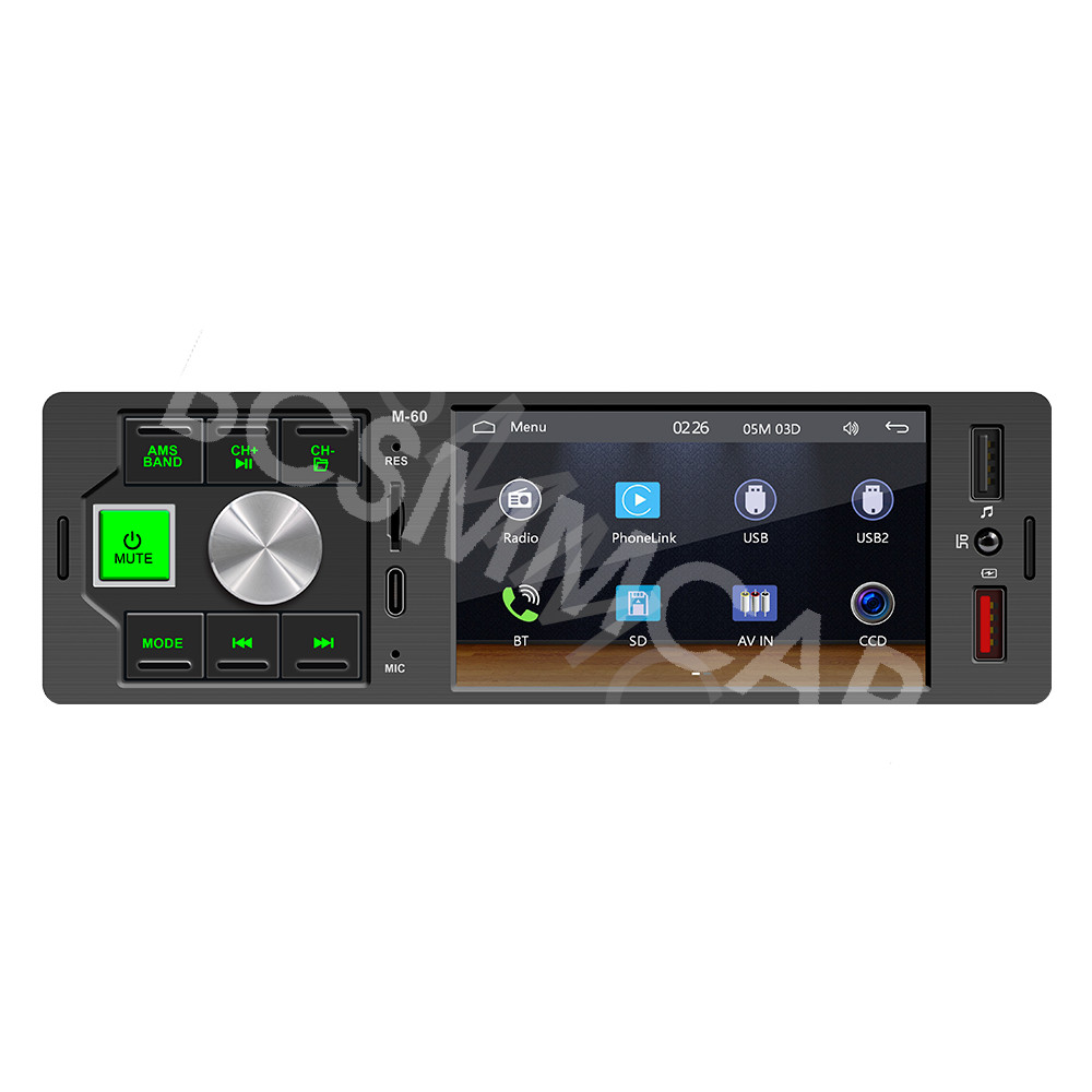 4.1in Bluetooth Car Radio Stereo Single 1Din For CarPlay Android Auto AUX USB