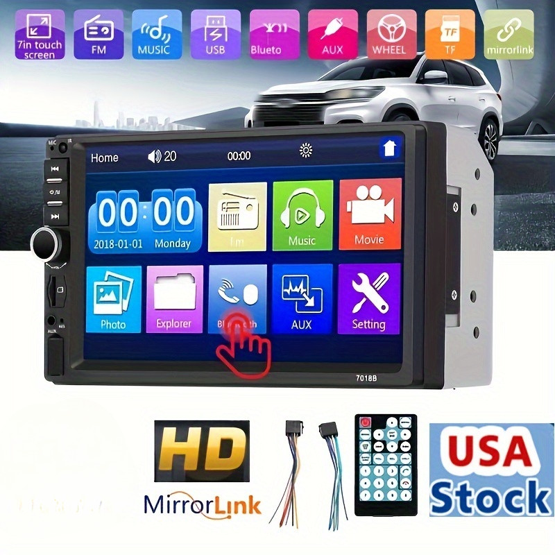Upgrade 7″ Car Mp5 Player 2 Din Car Radio HD Touch Screen FM Aux-in Mirror Link