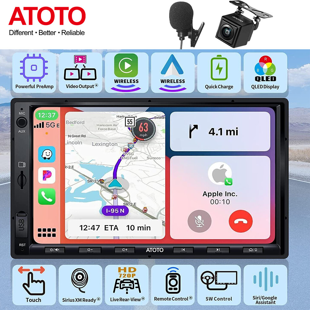 ATOTO F7 XE 7in Car Stereo Double 2DIN SXM Radio Wireless CarPlay & Android Auto