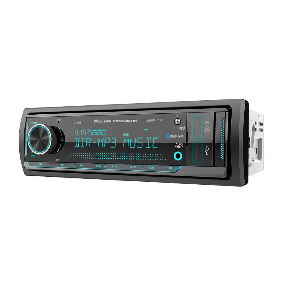 Power Acoustik Single DIN Media Receiver Bluetooth Car Stereo Radio Remote PL40B