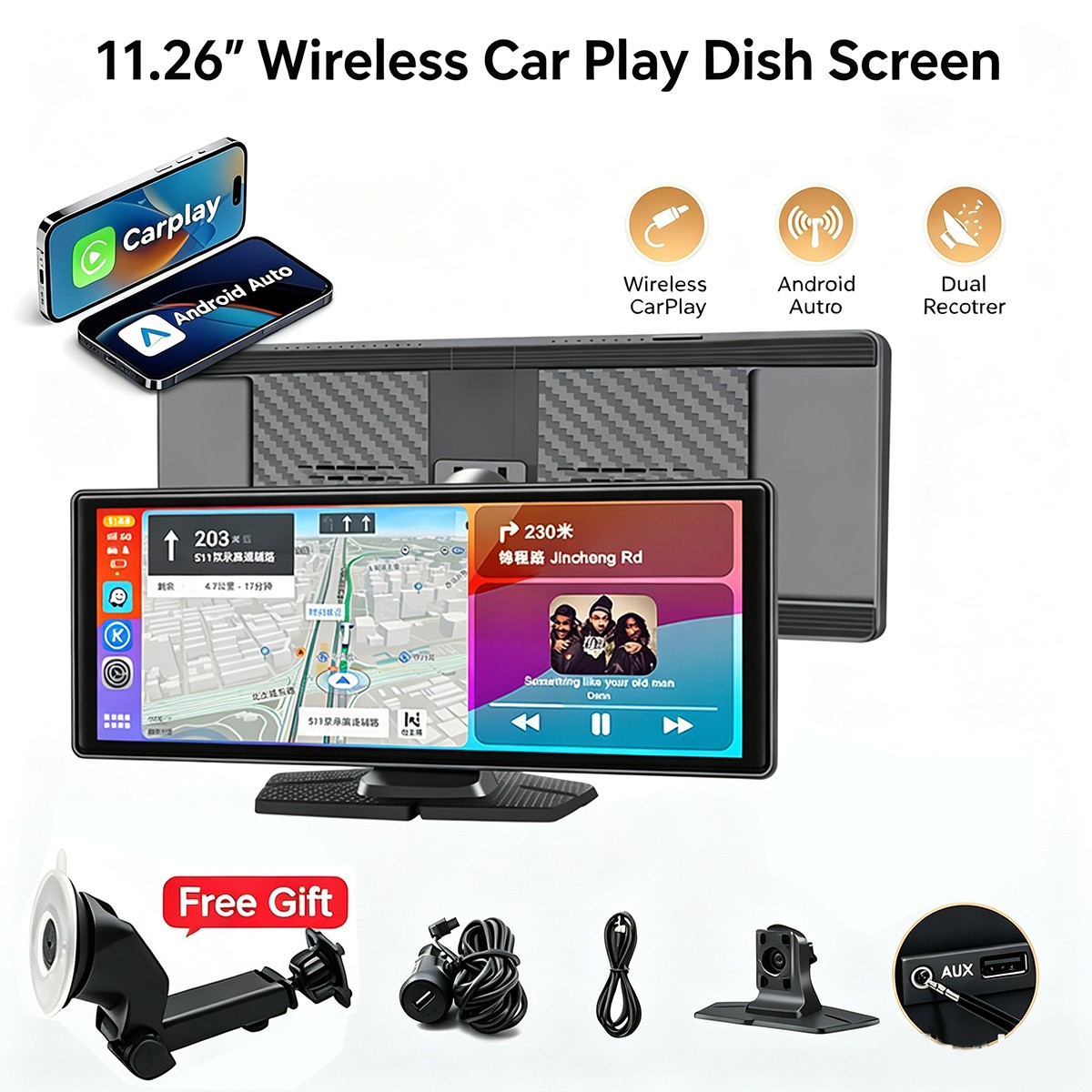 10.26 Inch IPS Touch Screen Car Portable Apple CarPlay Tablet Android Auto Radio
