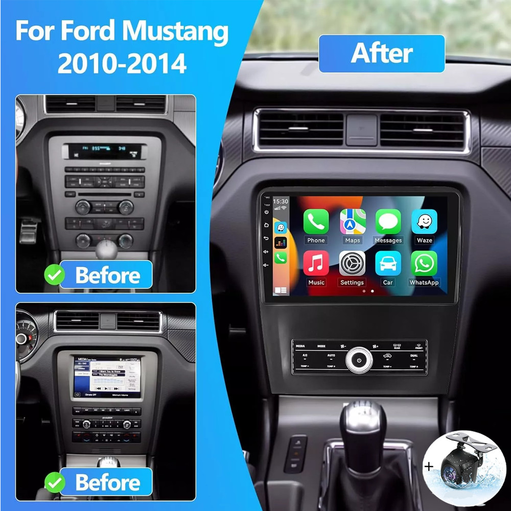 For 2010-2014 Ford Mustang Car Radio Stereo, Wireless Apple CarPlay Android Auto