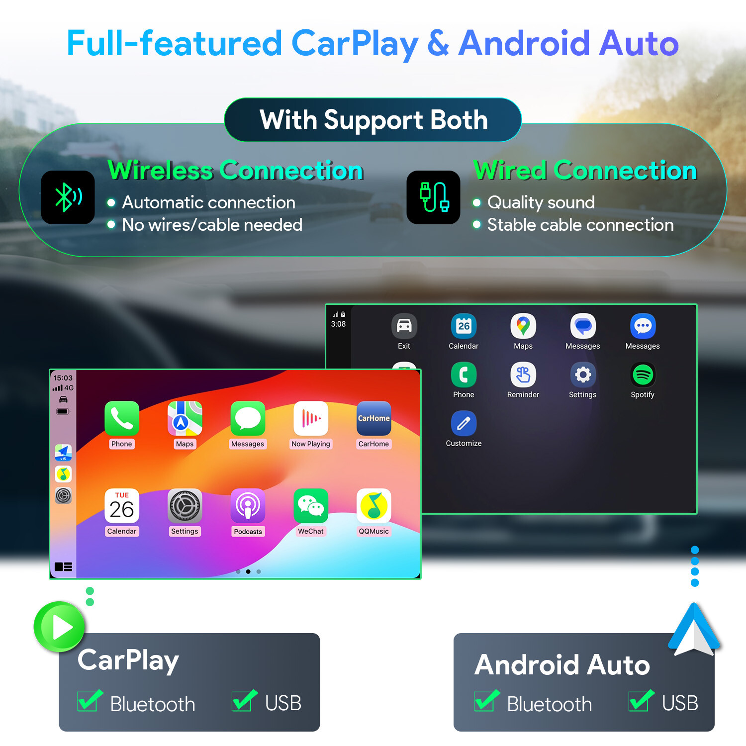 1 DIN 10.1″ Car Stereo AM/FM Radio GPS SatNav IPS QLED Screen Head Unit CarPlay