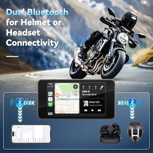 Motorcycle CarPlay Screen with Wireless Apple CarPlay Android Auto,4.7 4.7IN