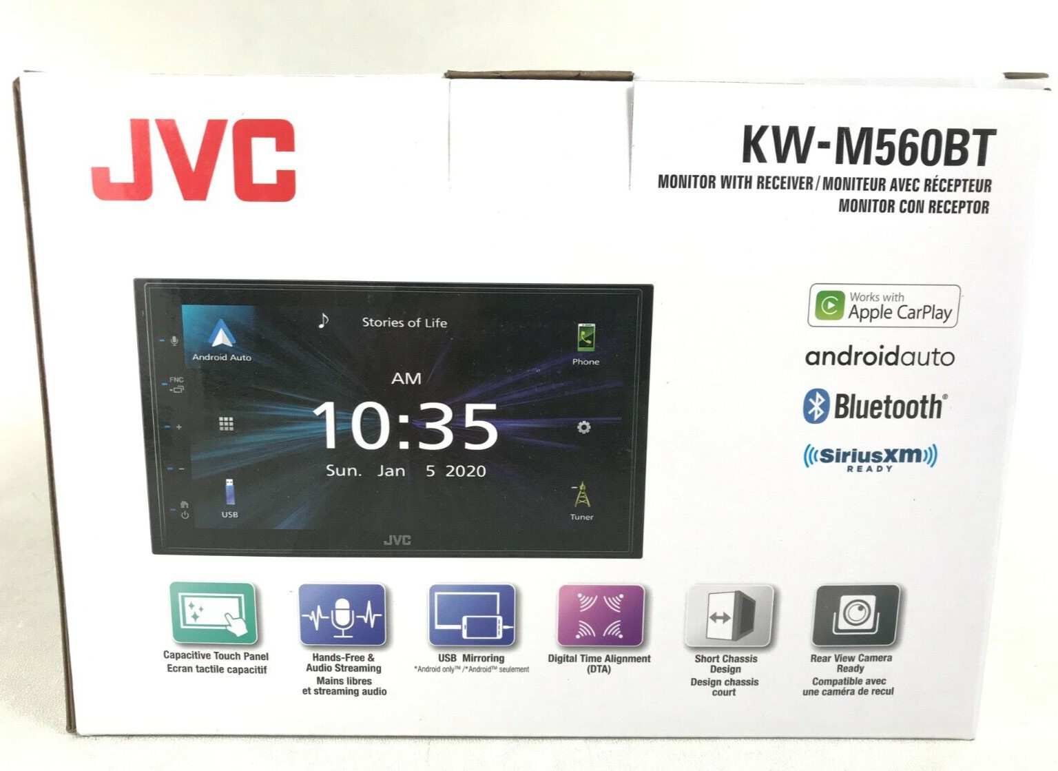 JVC KW-M560BT Bluetooth Media Player Apple CarPlay Android Auto XM USB Mirroring