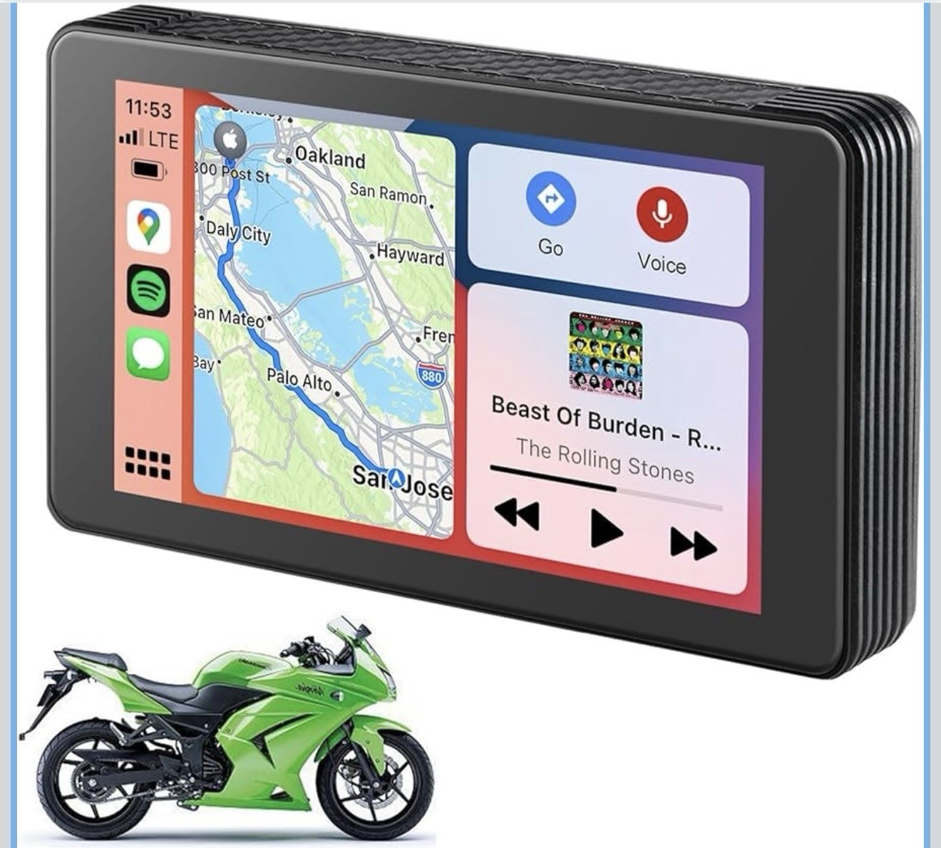 5 Inch Motorcycle CarPlay Screen, Wireless Carplay and Android 5 in NO camera