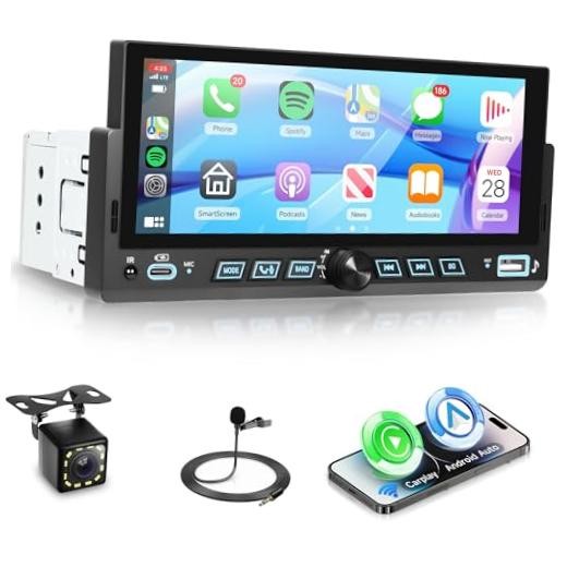 Single Din Car Stereo, 6.86″ Touch Screen Car Radio with 6.86 Inch with Knob