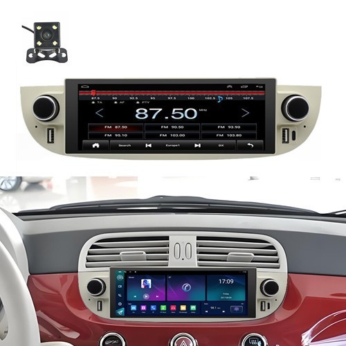 Android 15 Touch Screen Car Radio Stereo Navi Fit For Fiat 500 2007-2015 W/Cam