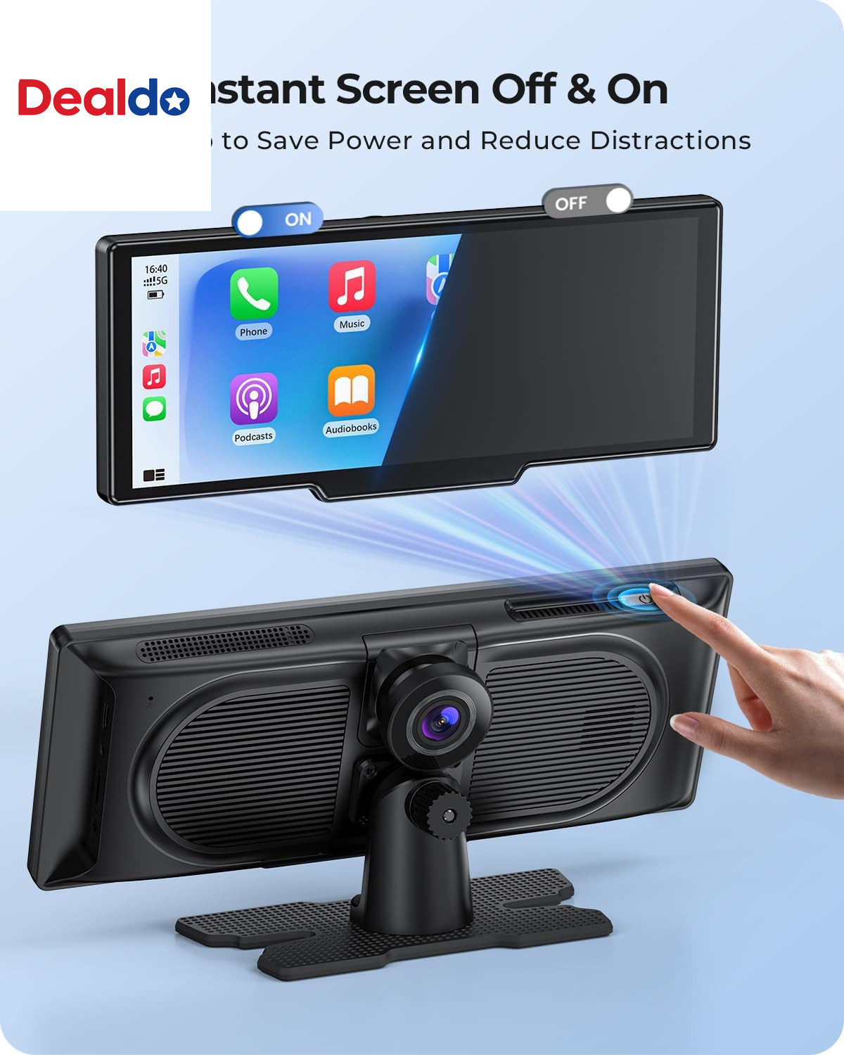 9.26″ Carplay Screen with 4K Dash Cam & HD Backup Camera, Wireless Portable Car