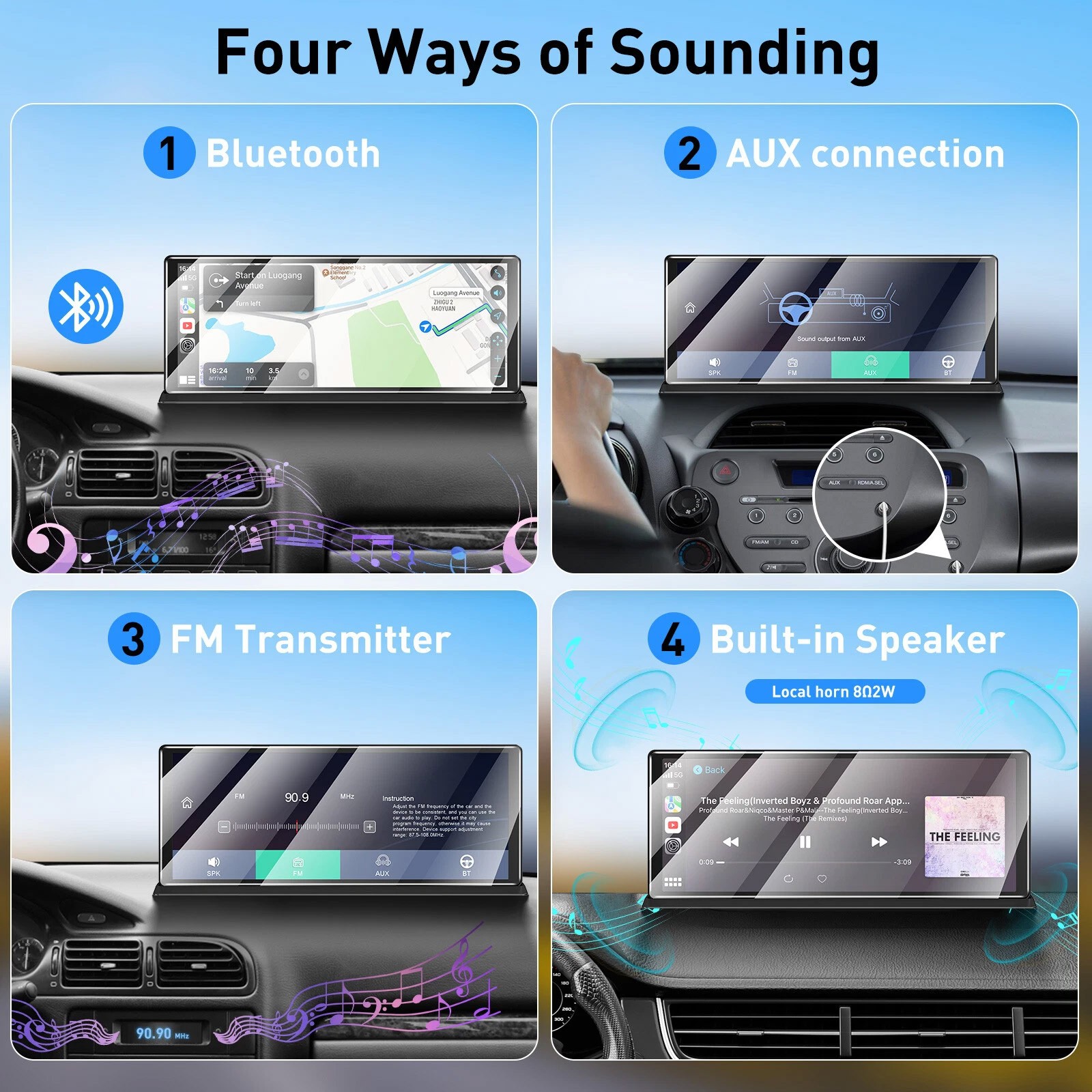 11.3 inch Car Multimedia Player Wireless Carplay Android Auto Dash Cam Video