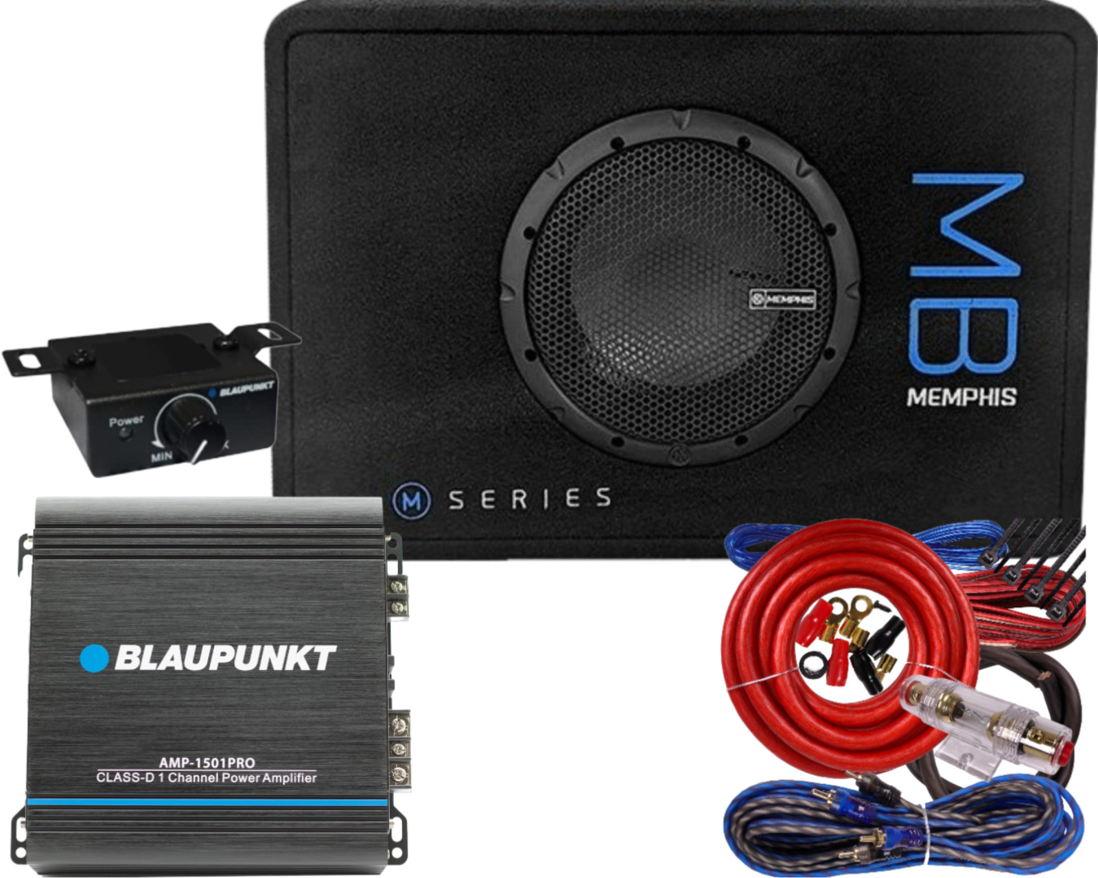 “Memphis MBE8S24 8” Subwoofer Ported Enclosure 700W Peak + 1500W Blaupunkt + KIT