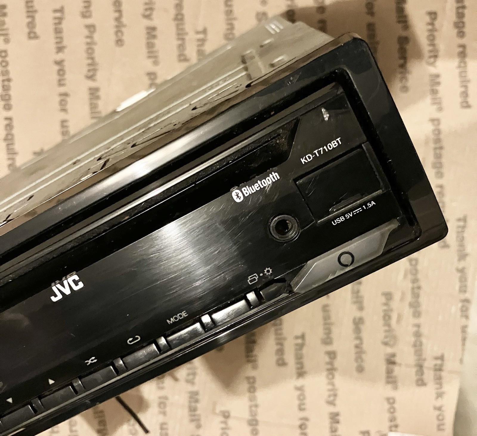 Used JVC KD-T710BT CD Receiver USB AUX Bluetooth Detachable Faceplate RCA