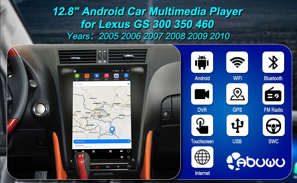 For Lexus GS GS300 GS350 GS400 430 460 Car Stereo Radio Player GPS Android 4+64G