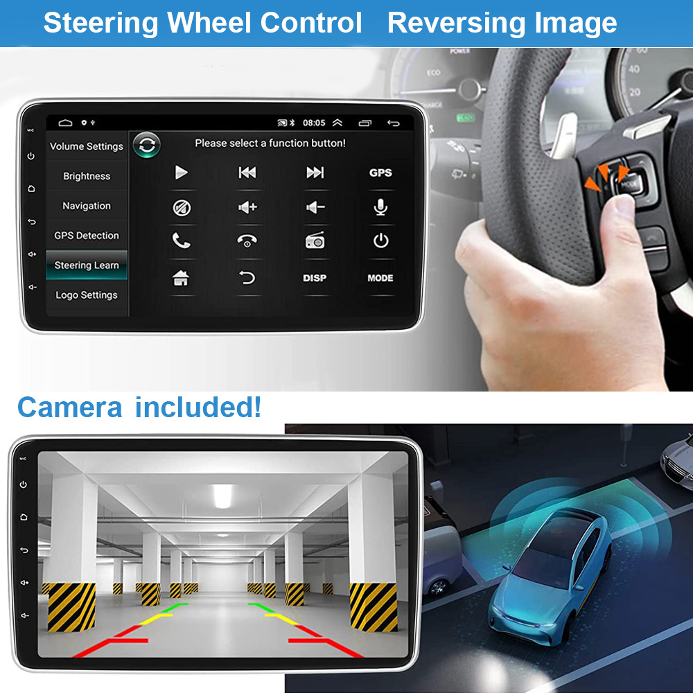 10.1″ Double 2 Din 2+64GB Android 13 Rotatable Car Stereo GPS Radio Carplay DVR