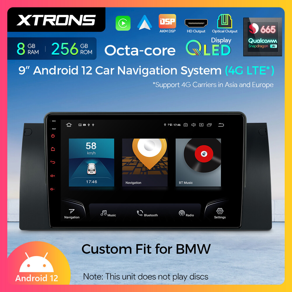 9″ QLED For BMW X5 E53 Android Qualcomm 8Core 256G Car Play GPS Radio Stereo Nav