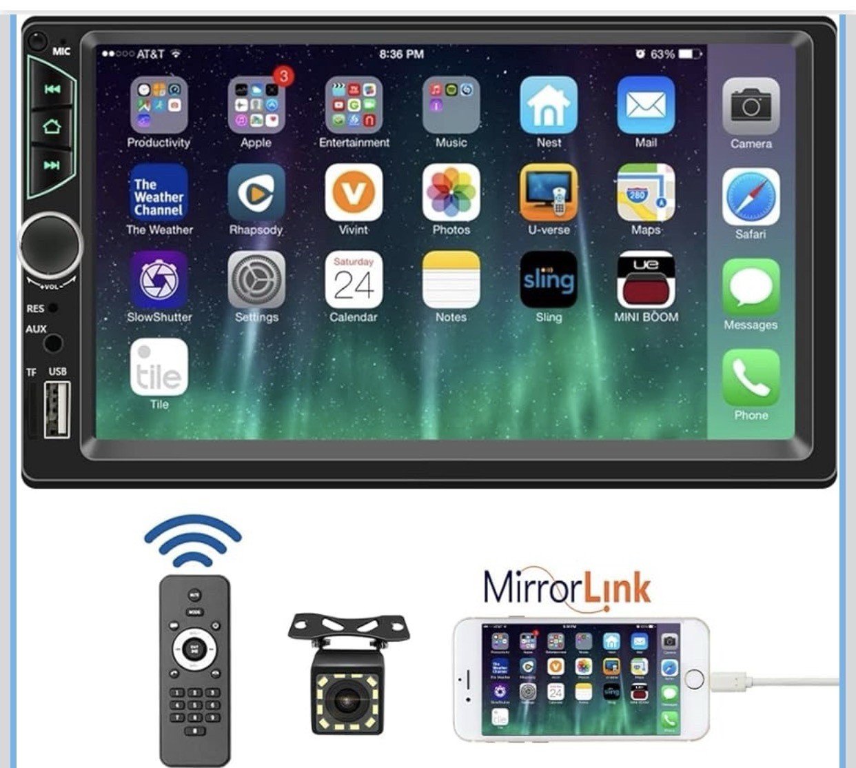Leadfan 7inch Car Stereo Double Din Radio Touchscreen with Backup Camera